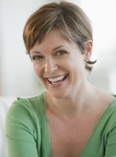 Woman laughing.