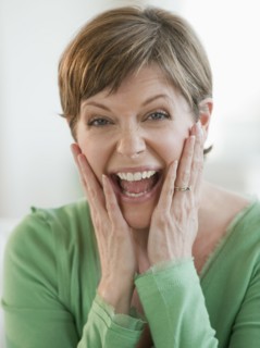 Woman laughing.