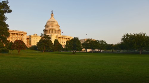 Sunset on monument.