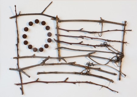 Twigs in shape of American flag.
