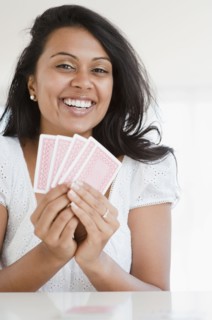 Woman playing cards