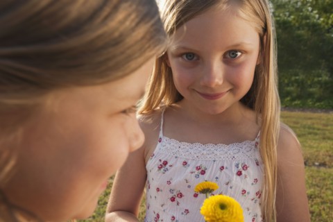 Young girls smiling