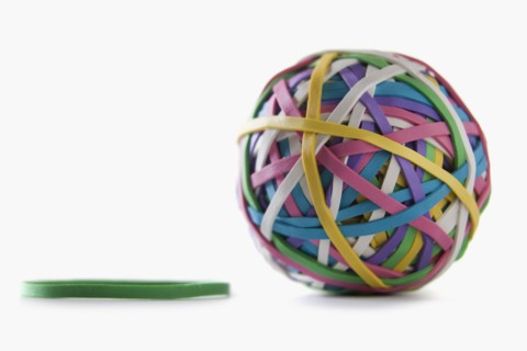 Ball of colorful rubberbands