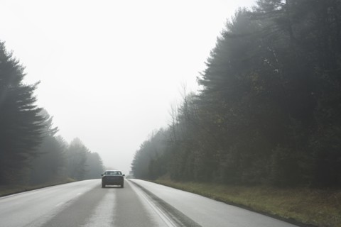 Car driving on rural road