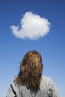 Woman looking at cloud