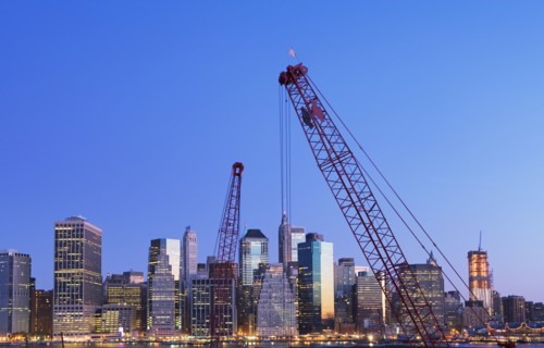 Cranes and cityscape