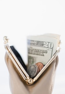 Money in change purse.