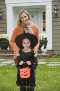 Girl dressed as witch.