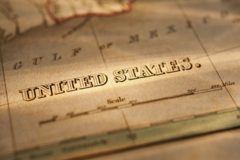 Antique map of United States.