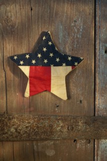 United states flag material in shape of star.