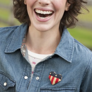 Woman laughing.