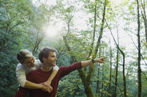 Hikers pointing