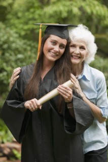 Graduate and elderly woman