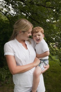 Woman holding boy