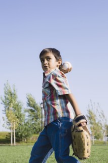 Boy playing baseball