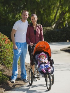 Parents and stroller