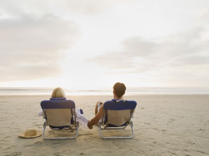 Couple relaxing at the beach
