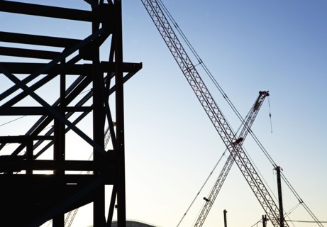 Cranes at construction site