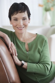 Woman sitting.