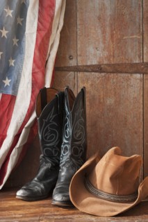 Cowboy boots and hat.
