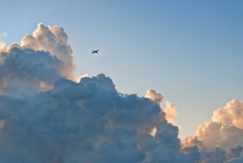 Clouds and airplane.
