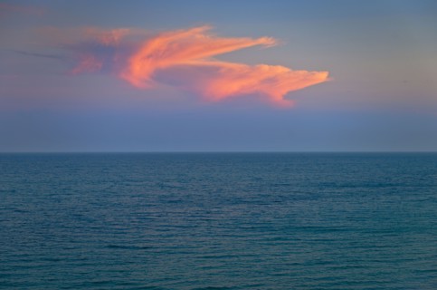 Ocean and clouds.