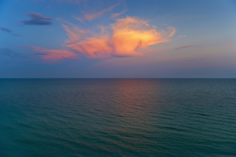 Ocean and clouds.