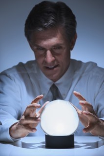 Businessman telling fortune.