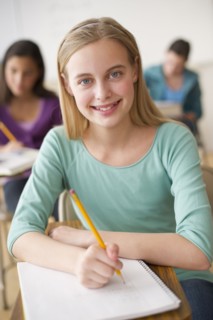 Student writing.