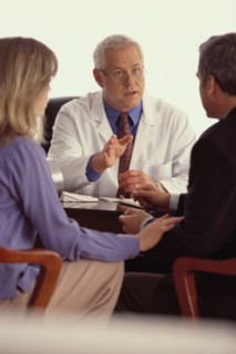 Doctor talking to patient. Photographer: Rob Lewine