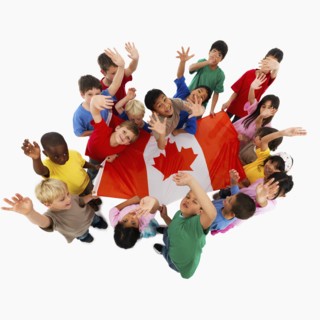 Children holding flag. Photographer: momentimages