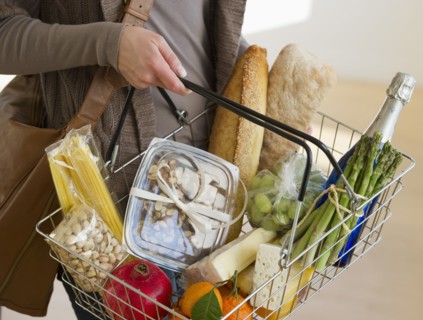 Woman shopping for groceries.