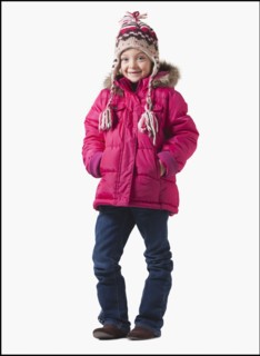 Young girl wearing winter clothing. Photographer: Mike Kemp