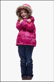 Young girl wearing winter clothing. Photographer: Mike Kemp