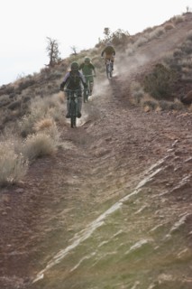 Downhill mountain bikers. Photographer: Dan Bannister