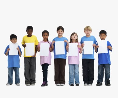 Children holding paper. Photographer: momentimages