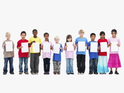 Children holding paper. Photographer: momentimages