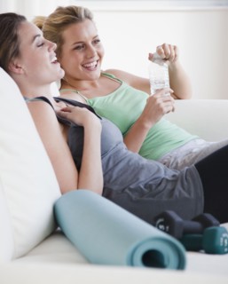 Resting after yoga class. Photographer: Jamie Grill