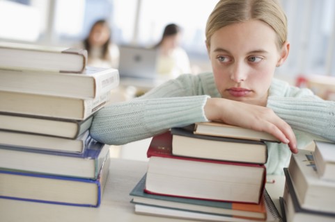 Student and books.