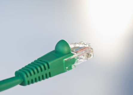 Green network cable.