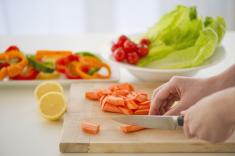 Cutting vegetables.