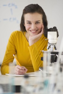 Student in science lab.