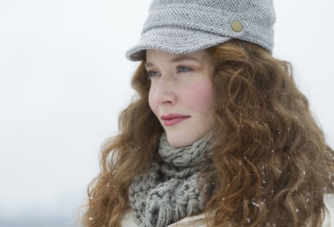 Portrait of a beautiful woman in winter.