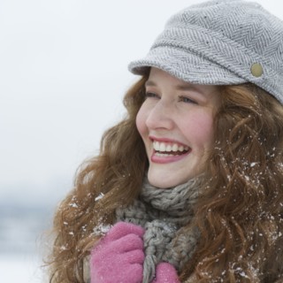 Portrait of a beautiful woman in winter.