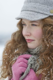Portrait of a beautiful woman in winter.