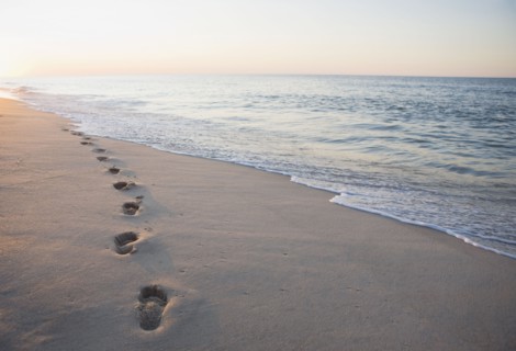 Footprints in the sand. Photographe : Chris Hackett