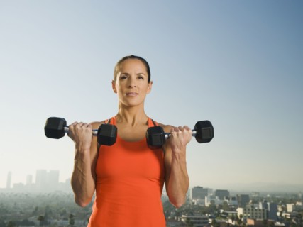 Woman doing weight training.
