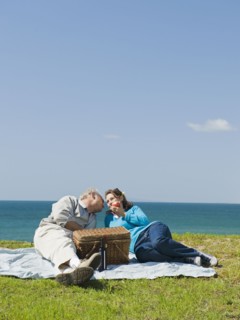 Couple having picnic.