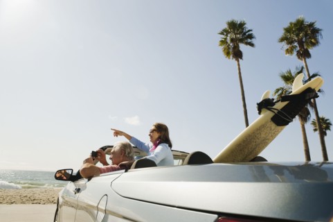 Couple on road trip.