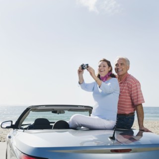 Couple on road trip.